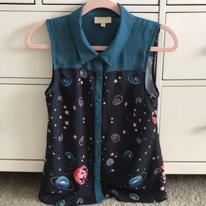 ModCloth Sleeveless Space Blouse